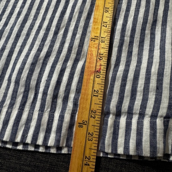 J. Crew Flutter-Sleeve Linen V-Neck Top Medium Blue White Stripe - Picture 11 of 14